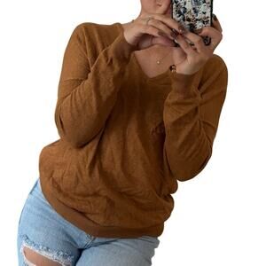 Windsor S Brown Oversized Criss Cross Strappy Open Back Soft Knit Vneck Sweater